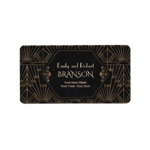 Royal Guld Black Underbar Gatsby 1920-talet Bröllo Adressetikett