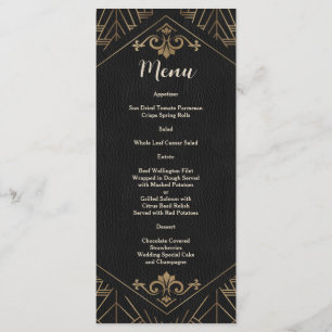 Royal Guld Black Underbar Gatsby 1920-talet Bröllo Meny