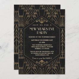 Royal Guld Black Underbar Gatsby 1920-talet, nyår  Inbjudningar