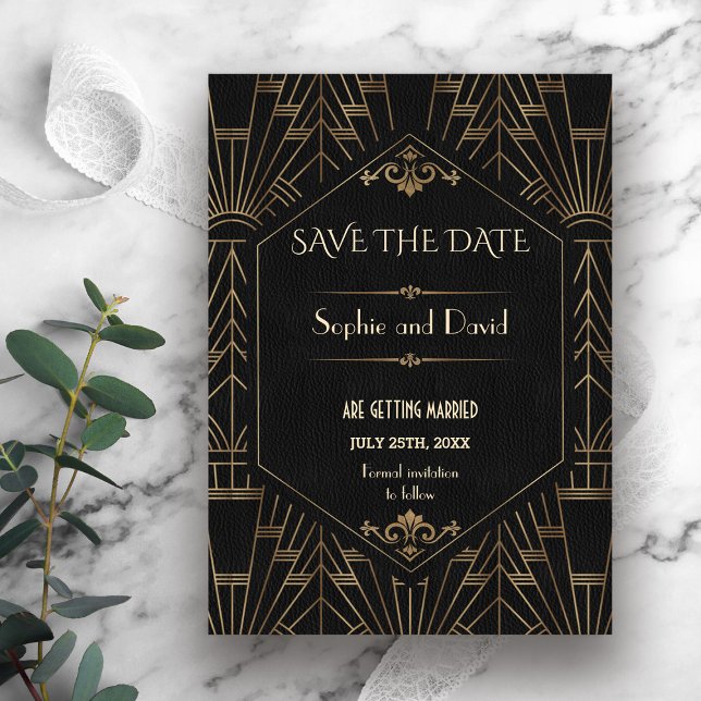 Royal Guld Black Underbar Gatsby 1920-talet Spara  Inbjudningar (Skapare uppladdad)