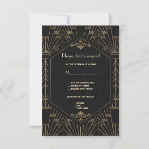 Royal Guld Black Underbar Gatsby 1920-talets Bröll OSA Kort