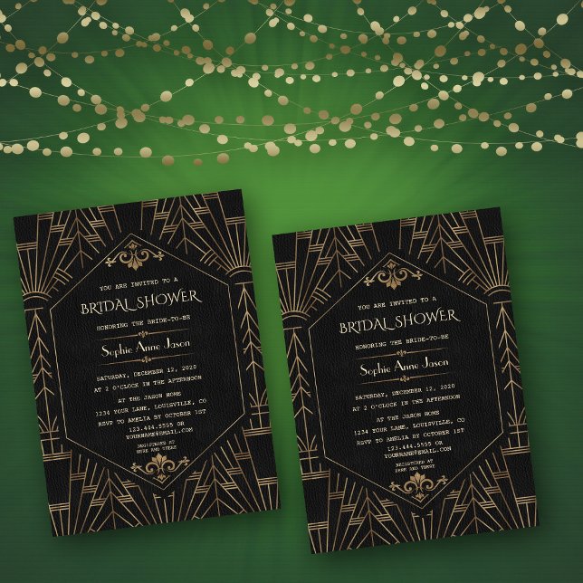 Royal Guld Black Underbar Gatsby 1920-talets Möhip Inbjudningar (Skapare uppladdad)