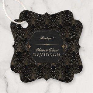 Royal Guld Black Underbar Gatsby Art Deco Bröllop Gåvor Etiketter