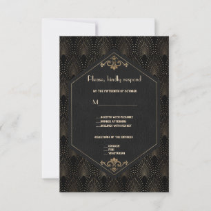 Royal Guld Black Underbar Gatsby Art Deco Bröllop OSA Kort