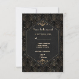 Royal Guld Black Underbar Gatsby Art Deco Bröllop OSA Kort