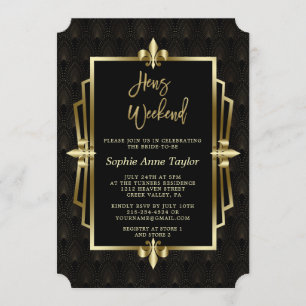 Royal Guld Black Underbar Gatsby Bachelorette Helg Inbjudningar