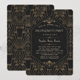 Royal Guld Black Underbar Gatsby Bachelorette Part Inbjudningar