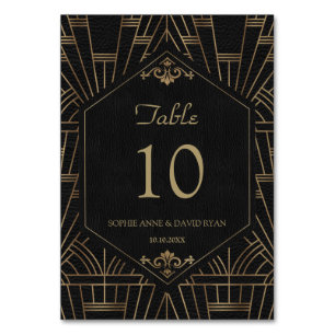 Royal Guld Black Underbar Gatsby Bröllop Bordsnummer