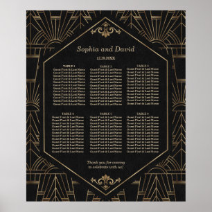 Royal Guld Black Underbar Gatsby Bröllop Välkomsts Poster