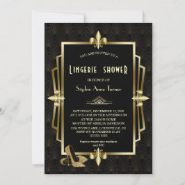 Royal Guld Black Underbar Gatsby Lingerie Shower Inbjudningar