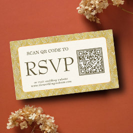 Royal Guld Damask Muslim QR Code OSA Bröllopswebbp Tilläggskort