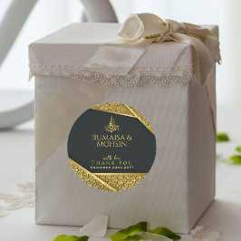 Royal Guld & Elegant Nikkah Islamic Wedding Favor Runt Klistermärke