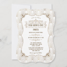 Royal Guld Fleur-de-lis Art Deco Nya året Party Inbjudningar