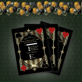 Royal Guld Fleur-de-lis Underbar Gatsby Bröllop OSA Kort