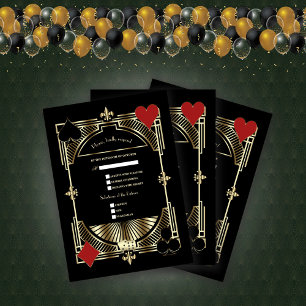 Royal Guld Fleur-de-lis Underbar Gatsby Bröllop OSA Kort