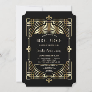 Royal Guld Fleur-de-lis Underbar Gatsby Möhippa Inbjudningar
