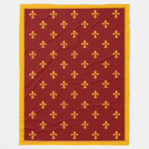 Royal Guld Fleurs de Lis på Royal Garnet Fleecefilt