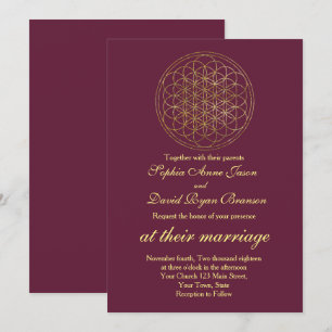 Royal Guld Flower of Life Helig Geometry Bröllop Inbjudningar