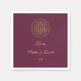 Royal Guld Flower of Life Helig Geometry Bröllop Pappersservett