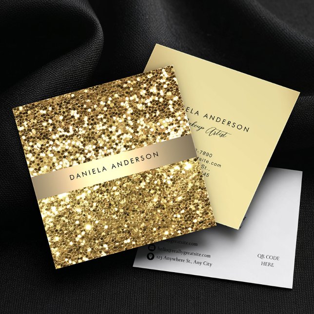 Royal Guld Glitter Luxury Glamous Fyrkantigt Visitkort (Skapare uppladdad)