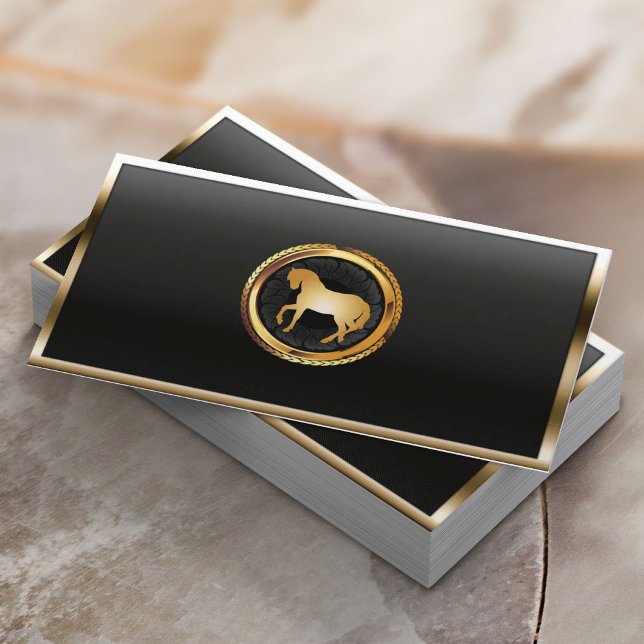 Royal Guld Horse Logotyp Professionell Equine Visitkort (Skapare uppladdad)