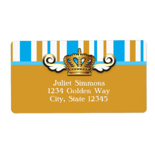 Royal Guld Krona Blue Elegant Party-etikett Fraktsedel