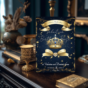 Royal Guld Krona födelsedag   Luxury Firande Inbjudningar