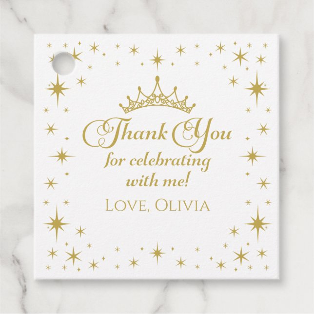 Royal Guld Princess Birthday Gåvor Etiketter (Framsida)