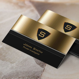 Royal Guld Shield Investigator Visitkort