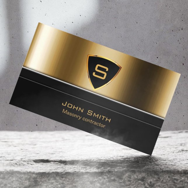 Royal Guld Shield Masonry, entreprenör Affärskort Visitkort (Skapare uppladdad)