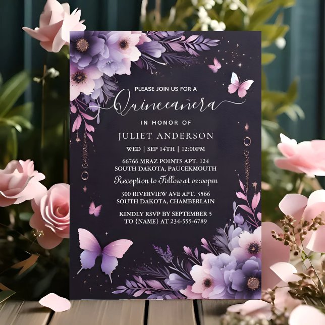 Royal Guld Tiara Lilac Light Lila Quinceanera Inbjudningar (Skapare uppladdad)