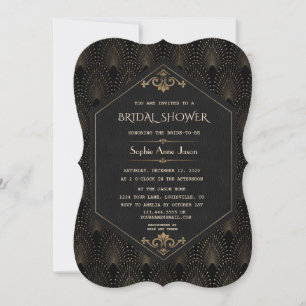 Royal Guld Underbar Gatsby Art Deco Möhippa Inbjudningar