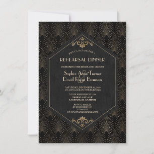 Royal Guld Underbar Gatsby Art Deco Rehearsal Midd Inbjudningar