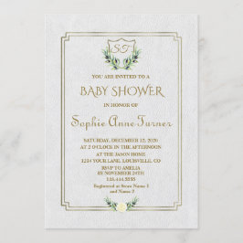 Royal Guld Vapensköld Lush Greenery Baby Shower In Inbjudningar