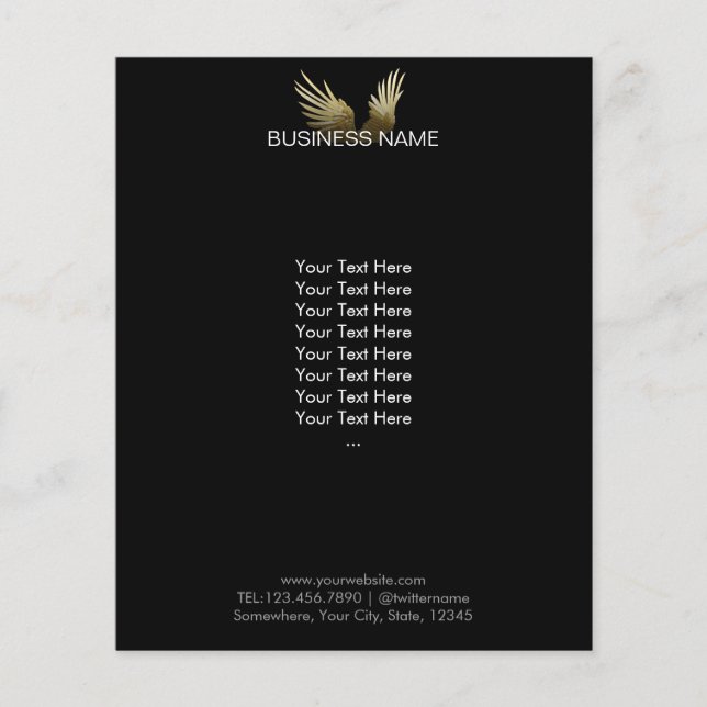 Royal Guld Vingar Professionell Mörk Flygblad (Framsidan)