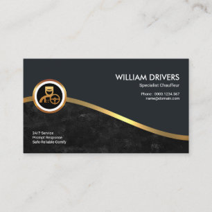 Royal Guld Wave Elegant Black Grunge Chauffeur Visitkort