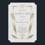 Royal Guld White Art Deco Monogram Bachelor Party Inbjudningar<br><div class="desc">Royal Guld White Art Deco Monogram Bachelor Inbjudan. Unik Glam, Vintage-kort med en faux guld art deco-form med en vapensköld för initialer, faux guld Fleur-de-lis som royalets arv, en raring 1920:s Underbara Gatsby, gamle Hollywood stil, vackra typsnitt på svart bakgrund. Använda Anpassa verktyg för att lägga till information. För mer...</div>