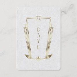 Royal Guld White Art Deco Monogram Bröllop OSA Kort