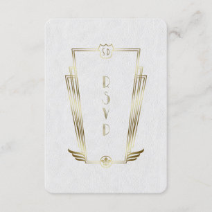 Royal Guld White Art Deco Monogram Bröllop OSA Kort