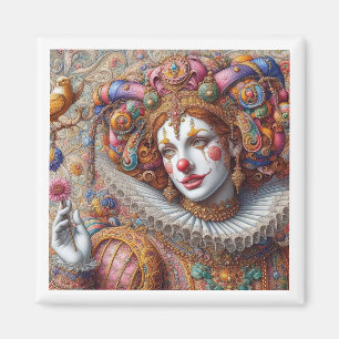 "Royal Harlequin Elegance - Artistic Magnet" Magnet