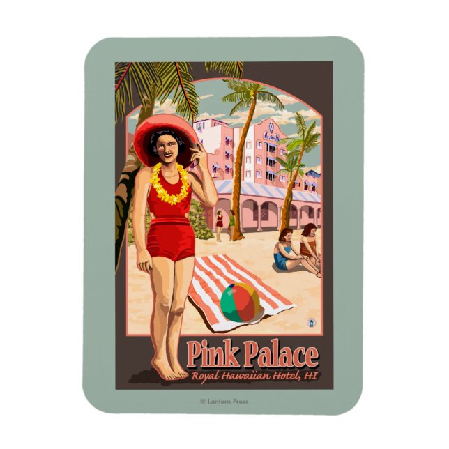 Royal Hawaiian Hotel i Hawaii Magnet (Vertikal)