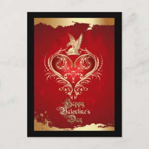 Royal Heart Red och Guld Valentine vykort