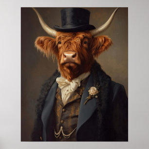 Royal Highland Cow Vintage Print, Victorian Animal Poster