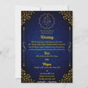 Royal Hindu Bröllop med Ganesha Logotyp Glittery Inbjudningar