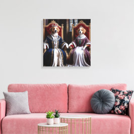 Royal Hund Duo Regal Kung och Queen Hund Art Canvastryck