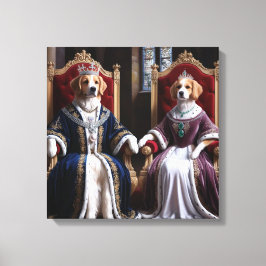 Royal Hund Duo Regal Kung och Queen Hund Art Canvastryck