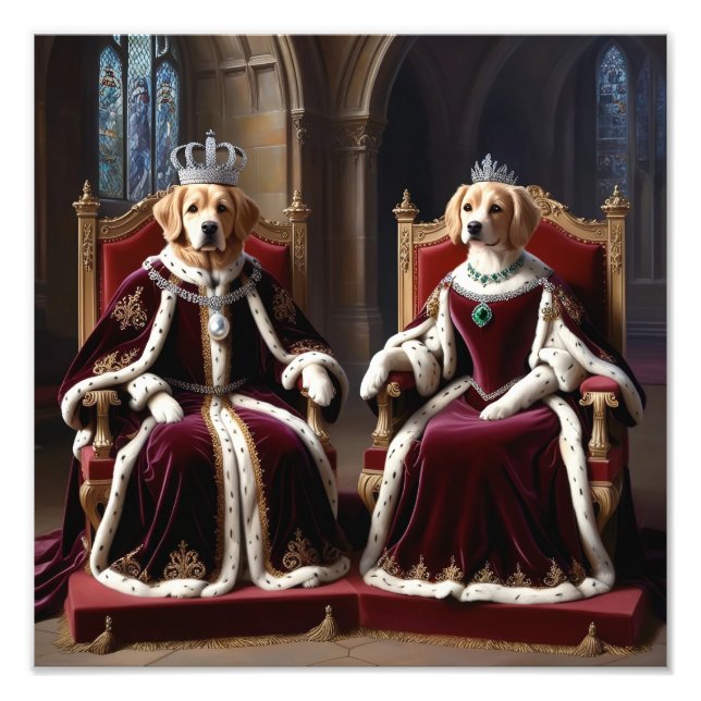 Royal Hund Duo Regal Kung och Queen Hund Art Fototryck (Framsidan)