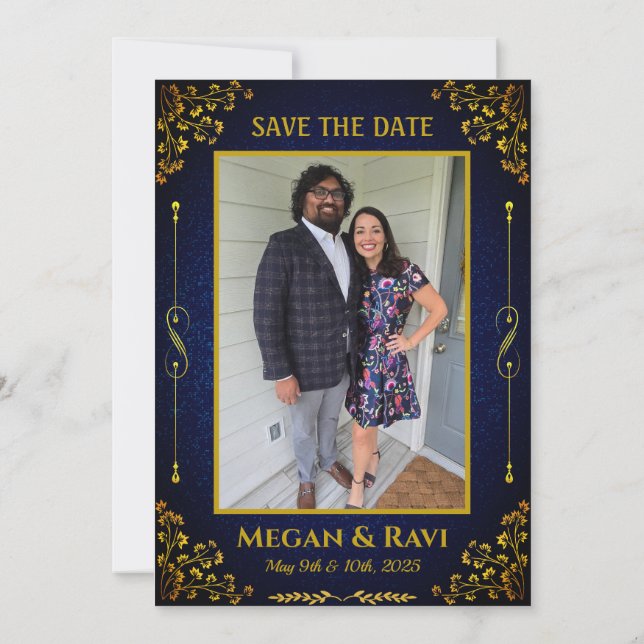 Royal Indian Hindu Bröllop Ganesha Logotyp Golden  Inbjudningar (Baksida)