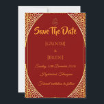 Royal Indian Marriage Announcement Spara Datumet<br><div class="desc">Announce your big day in royal style with this Indian Traditional Red & Gold Save the Date Template. Designed with a rich red background symbolizing love and prosperity, and accented with elegant gold mandala and floral motifs, this card perfectly captures the beauty of an Indian wedding celebration. ✨ Perfect for:...</div>