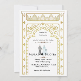 Royal Indian Wedding Invitation – Gold Design Inbjudningar